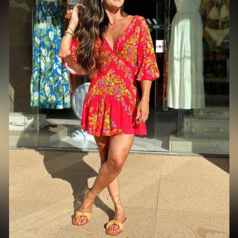 FARM Rio Vibrant Floral Dress in Red and Yellow - Picture 2 of 12